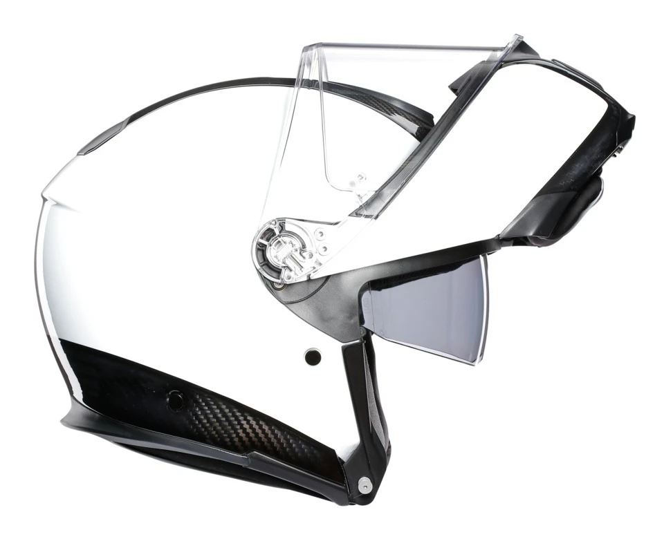 AGV Sportmodular Carbon Helmet White/Black / XS [Open Box] -Motorcycle Helmet Shop agv sportmodular carbon helmet white black xs open box white black 1