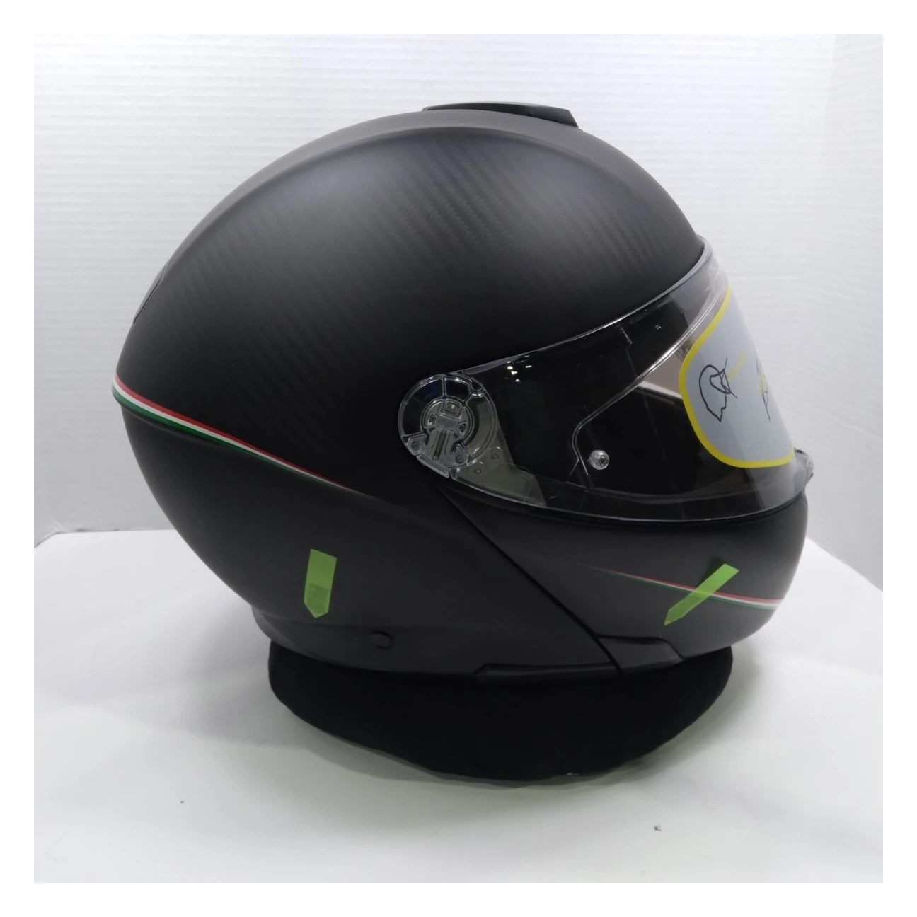 AGV Sportmodular Carbon Tricolore Helmet Matte Black / XL [Blemished - Very Good] -Motorcycle Helmet Shop agv sportmodular carbon tricolore helmet matte black xl blemished very good matte black 5