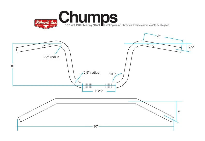 Biltwell Chumps 1" Handlebars Biltwell Chumps 1" Handlebars -Motorcycle Helmet Shop biltwell chumps handlebars