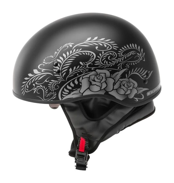 GMax HH65 Rose Naked Helmet GMax HH65 Rose Naked Helmet -Motorcycle Helmet Shop g max hh65 naked rose helmet black silver 1