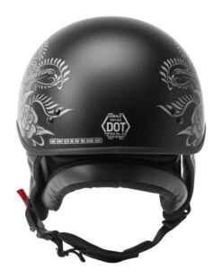 GMax HH65 Rose Naked Helmet 4 GMax HH65 Rose Naked Helmet -Motorcycle Helmet Shop g max hh65 naked rose helmet black silver 2