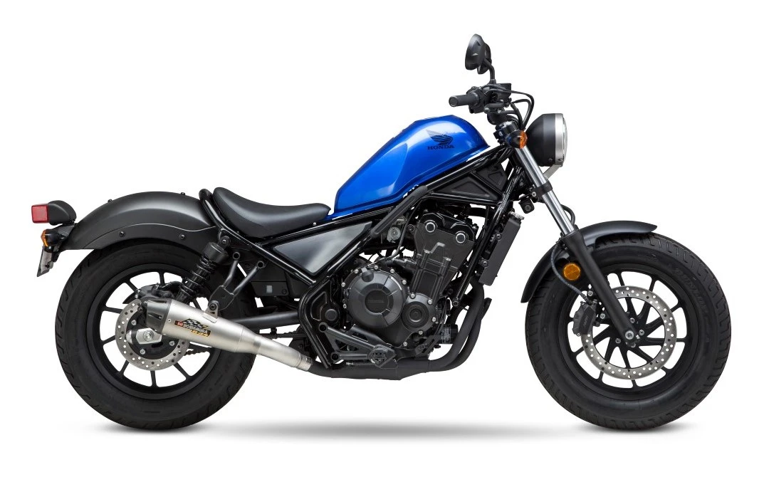 Yoshimura R-34 Slip-On Exhaust Honda Rebel 500 2017-2023 -Motorcycle Helmet Shop yoshimura201718 honda rebel500 street r34 so ss al wf stainless steel aluminum 2
