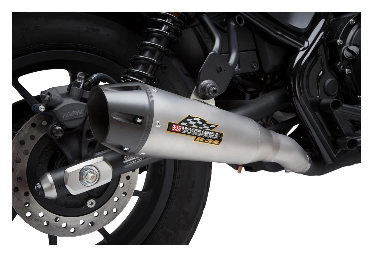Yoshimura R-34 Slip-On Exhaust Honda Rebel 500 2017-2023 -Motorcycle Helmet Shop yoshimura201718 honda rebel500 street r34 so ss al wf stainless steel aluminum 4